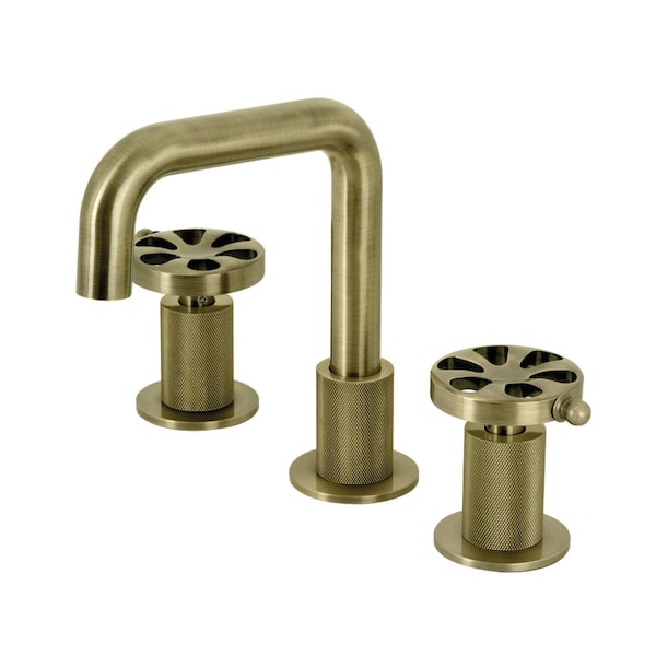 Widespread Bathroom Faucet with Push PopUp, Antique Brass